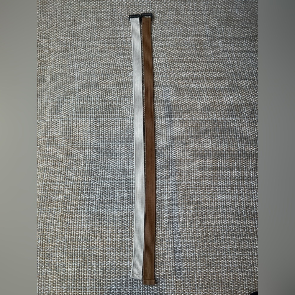 Set of 2 men’s 100% cotton woven belts size 28-30 tan and camel